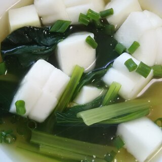 小松菜と白はんぺんのしょうがスープ(^^)